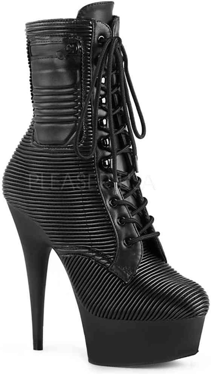 DELIGHT-1020PK (EU 36 = US 6) 6 Heel, 1 3/4 PF Lace-Up Front Ankle Boot, Side Zip