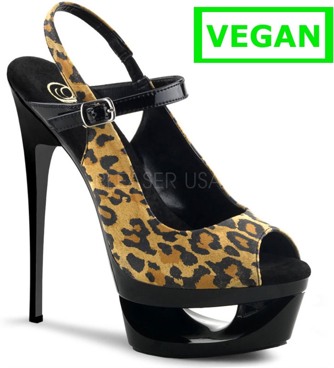 Eclipse-656 Mary Jane pump with peeptoe, platform and leopard suede print - (EU 35 = US 5) - Pleaser