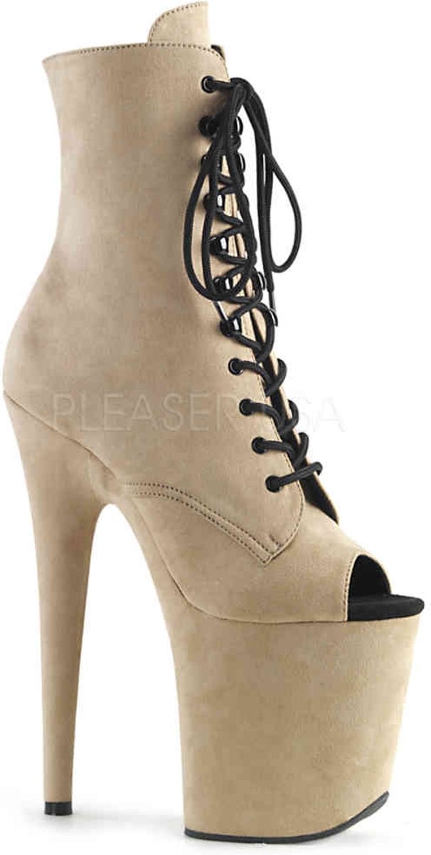 FLAMINGO-1018G (EU 35 = US 5) 8 Heel, 4 PF Glitter Lace-Up Back Ankle Boot, Side Zip