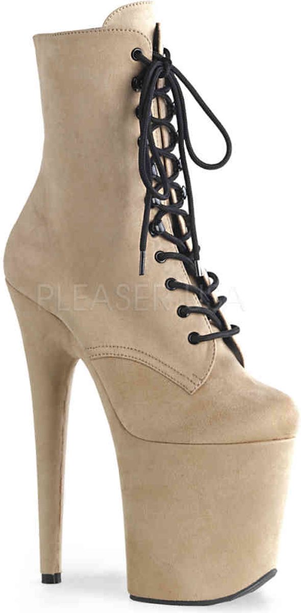 FLAMINGO-1020FS (EU 35 = US 5) 8 Heel, 4 PF Lace-Up Ankle Boot, Side Zip