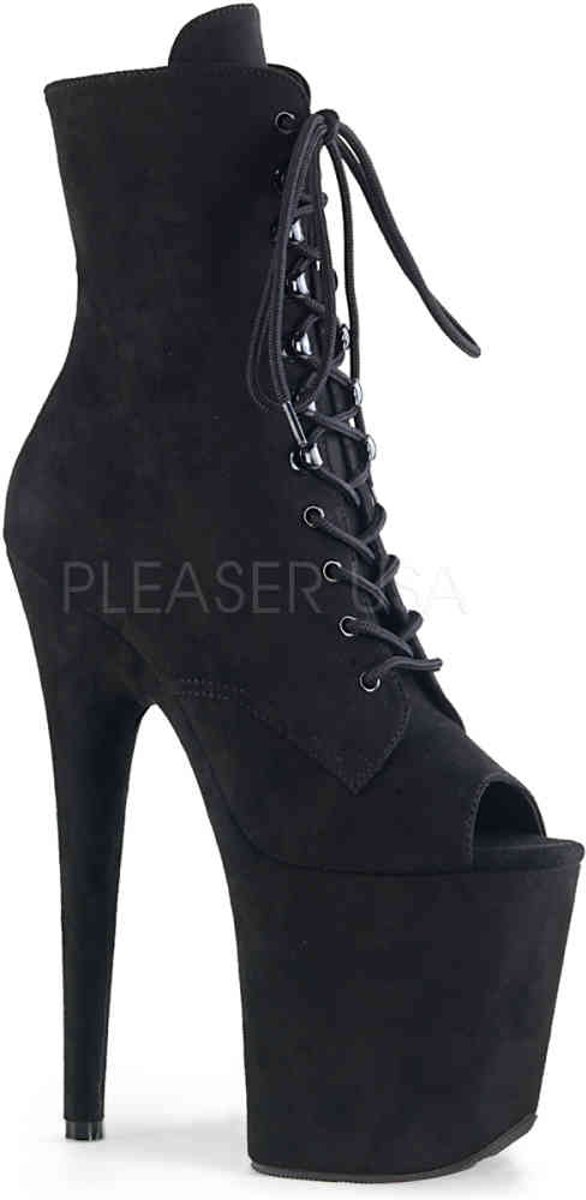 FLAMINGO-1021FS (EU 35 = US 5) 8 Heel, 4 PF Open Toe Lace-Up Ankle Boot, Side Zip