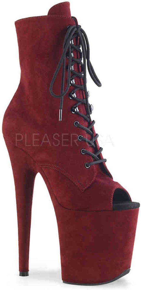 FLAMINGO-1021FS (EU 37 = US 7) 8 Heel, 4 PF Open Toe Lace-Up Ankle Boot, Side Zip