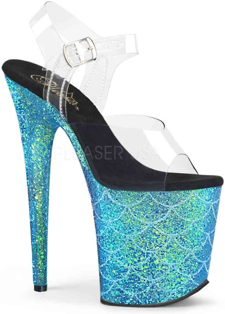 FLAMINGO-808GF (EU 35 = US 5) 8 Heel, 4 Glitter Filled PF Ankle Strap Sandal