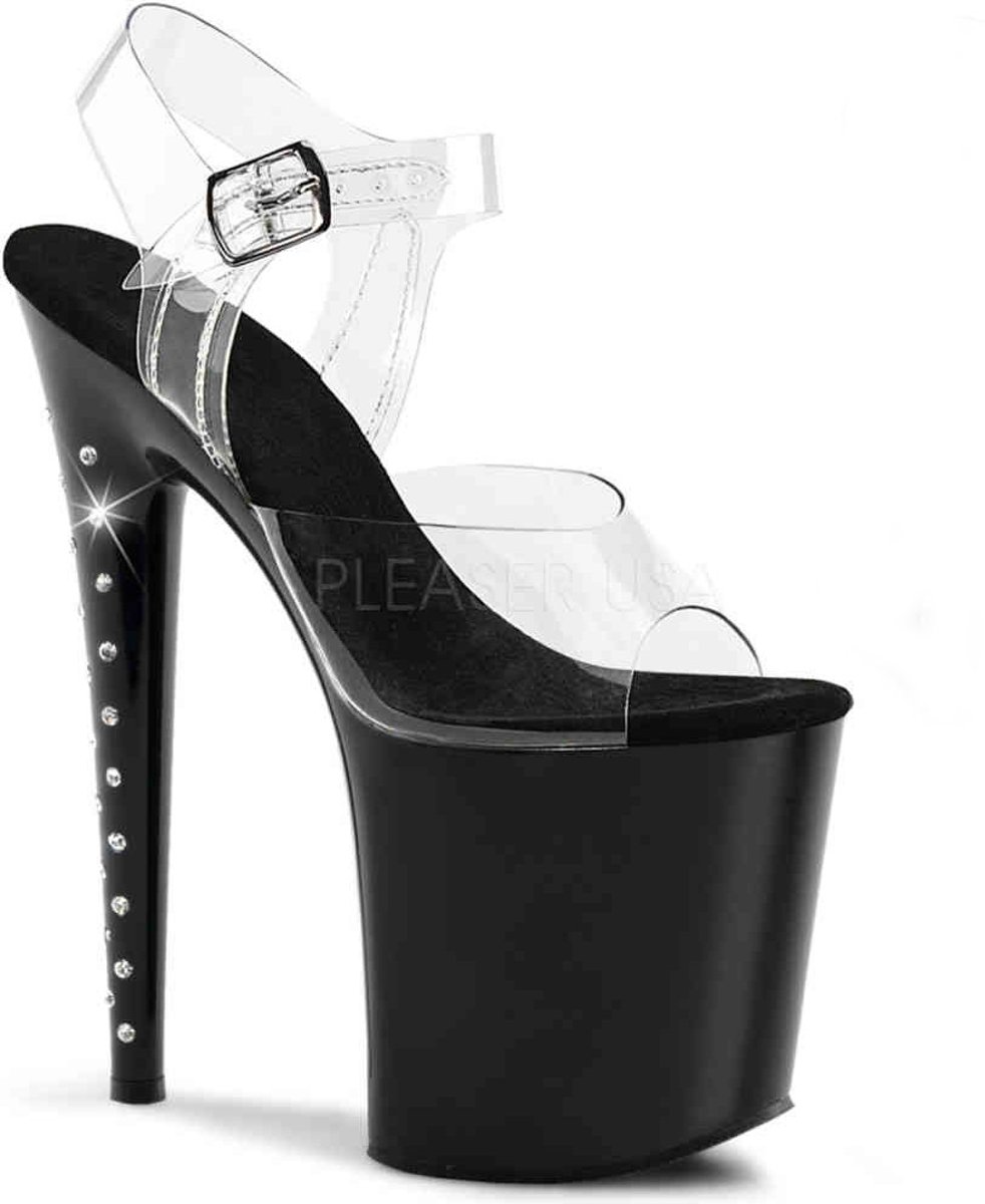 FLAMINGO-808LS (EU 40 = US 10) 8 Rhinestone Heel, 4 PF Ankle Strap Sandal