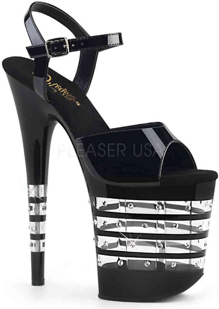 FLAMINGO-808MSLG (EU 37 = US 7) 8 Heel, 4 PF Ankle Strap Sandal w/ Mermaid Scales Design