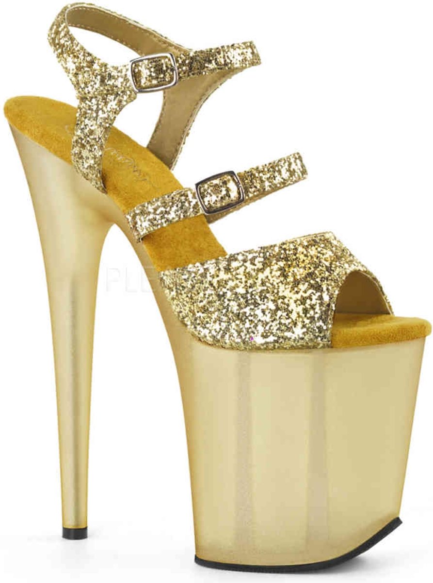 FLAMINGO-809-2G (EU 37 = US 7) 8 Heel, 4 PF Ankle Strap Sandal w/ Glitter Wrapped PF