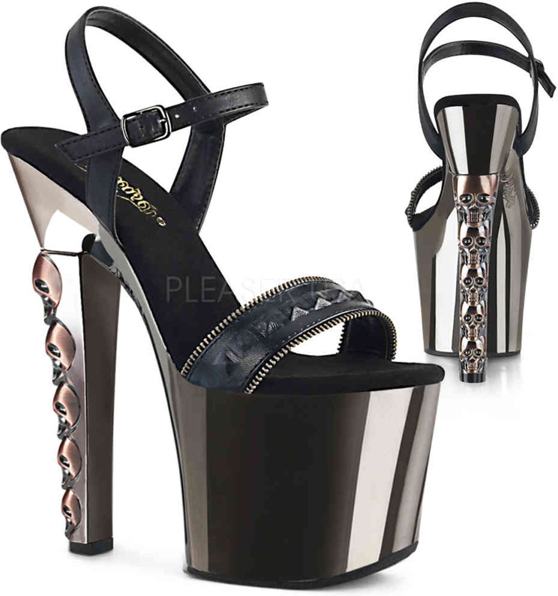 FLAMINGO-809T (EU 37 = US 7) 8 Heel, 4 Frosted PF Ankle Strap Sandal