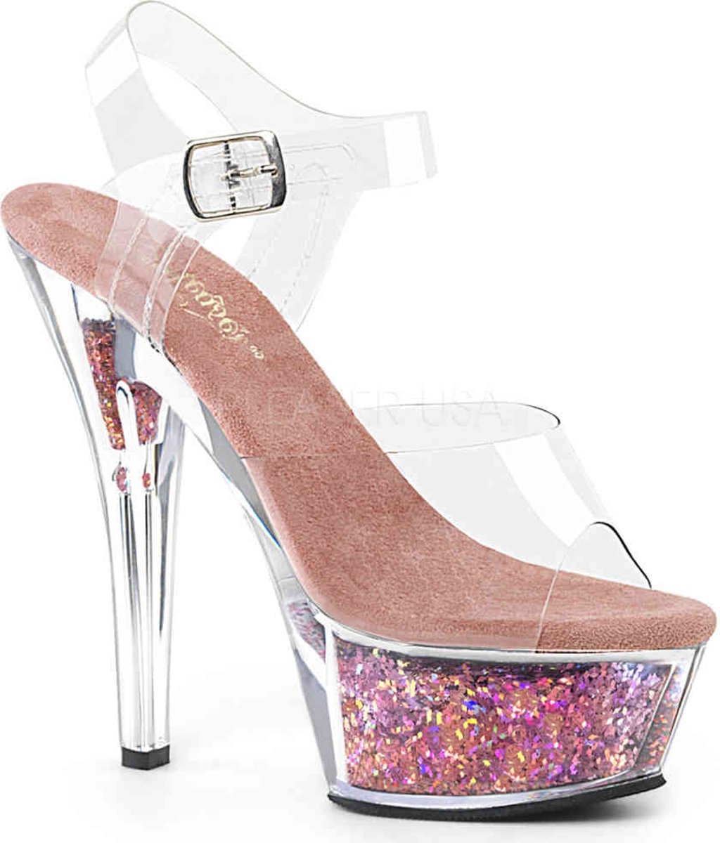 INFINITY-909-2G (EU 35 = US 5) 9 Heel, 5 1/4 PF Ankle Strap Sandal w/ Glitter Wrapped PF