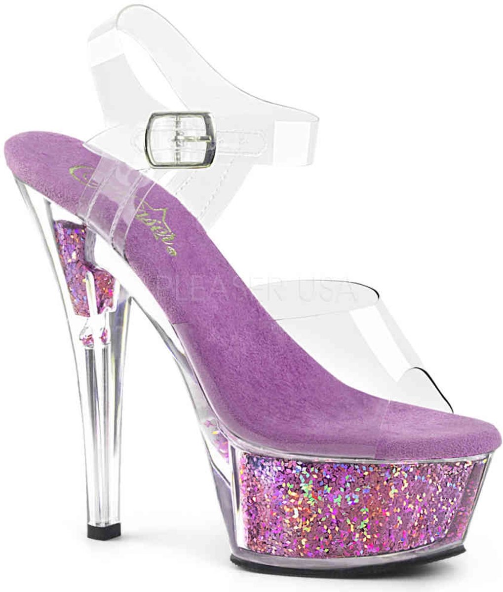 INFINITY-909-2G (EU 35 = US 5) 9 Heel, 5 1/4 PF Ankle Strap Sandal w/ Glitter Wrapped PF