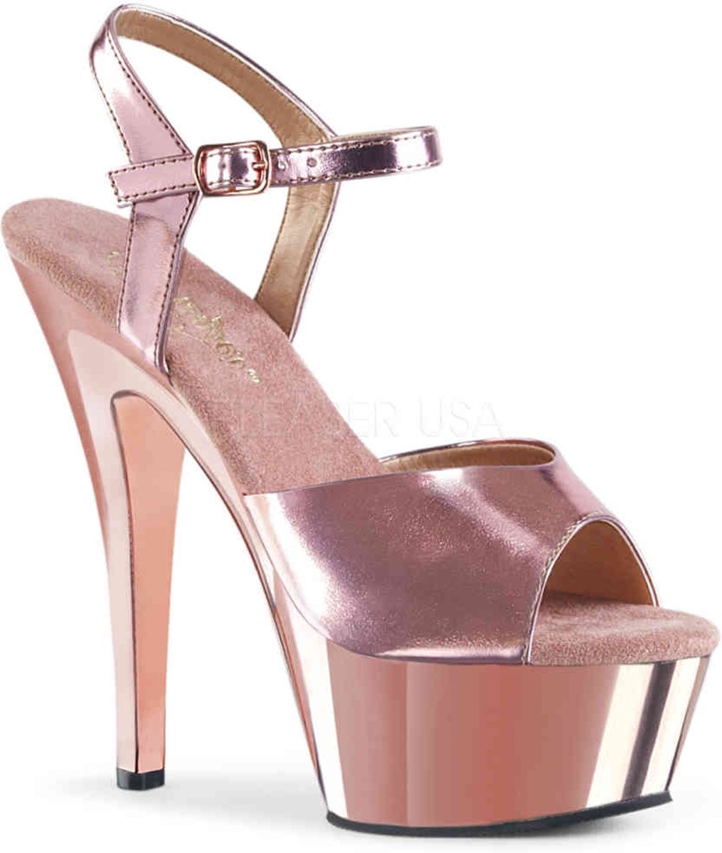 KISS-208 (EU 36 = US 6) 6 Heel, 1 3/4 Chrome Plated PF Ankle Strap Sandal