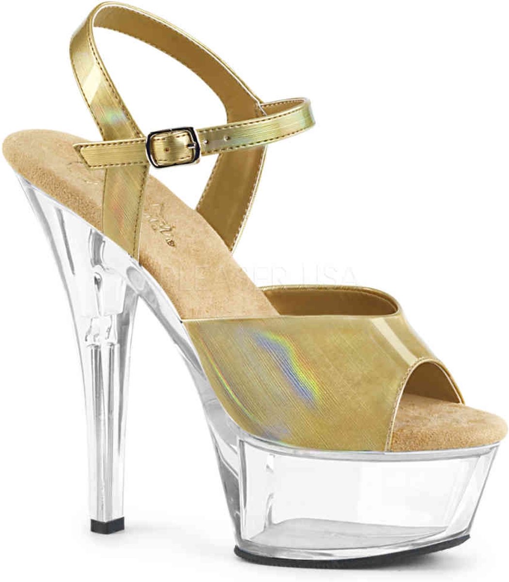 KISS-208GF (EU 36 = US 6) 6 Heel, 1 3/4 Glitter Filled PF Ankle Strap Sandal