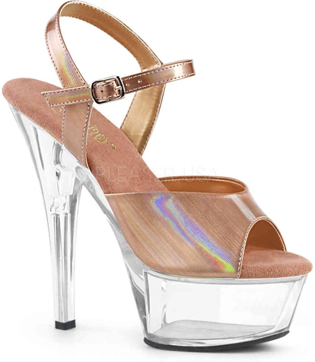 KISS-208GF (EU 37 = US 7) 6 Heel, 1 3/4 Glitter Filled PF Ankle Strap Sandal