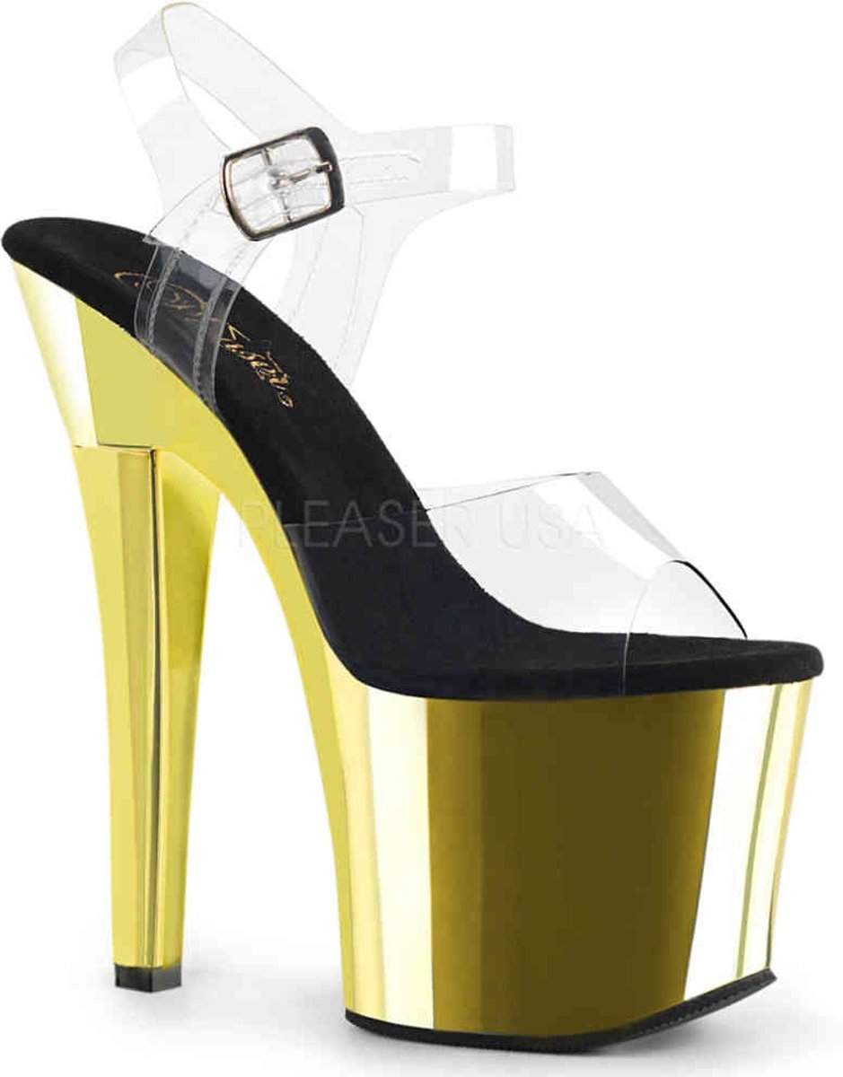 MOON-708HSP (EU 36 = US 6) 7 Heel, 2 3/4 Cut-Out PF Ankle Strap Sandal