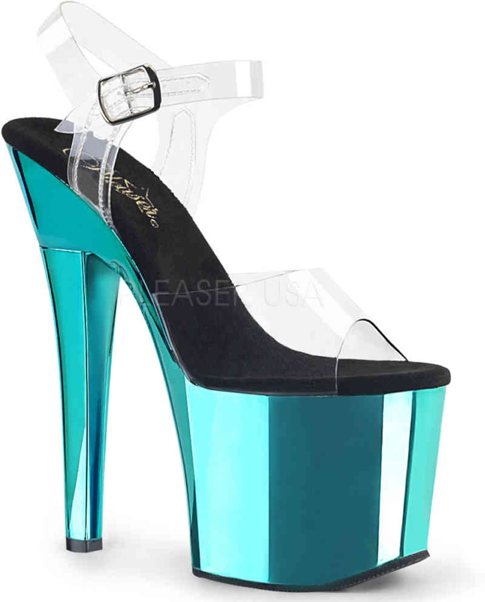 MOON-708MER (EU 37 = US 7) 7 Heel, 2 3/4 Cut-Out PF Ankle Strap Sandal w/ Mermaid