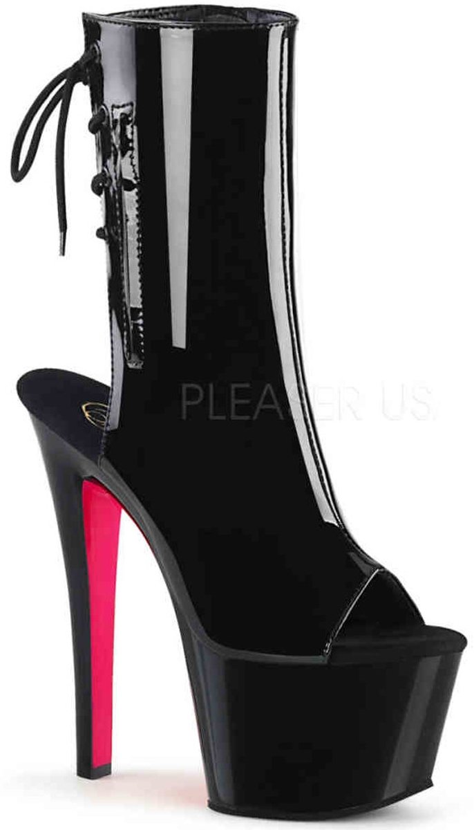 Pleaser Enkellaars -36 Shoes- SKY-1018TT Zwart/Roze