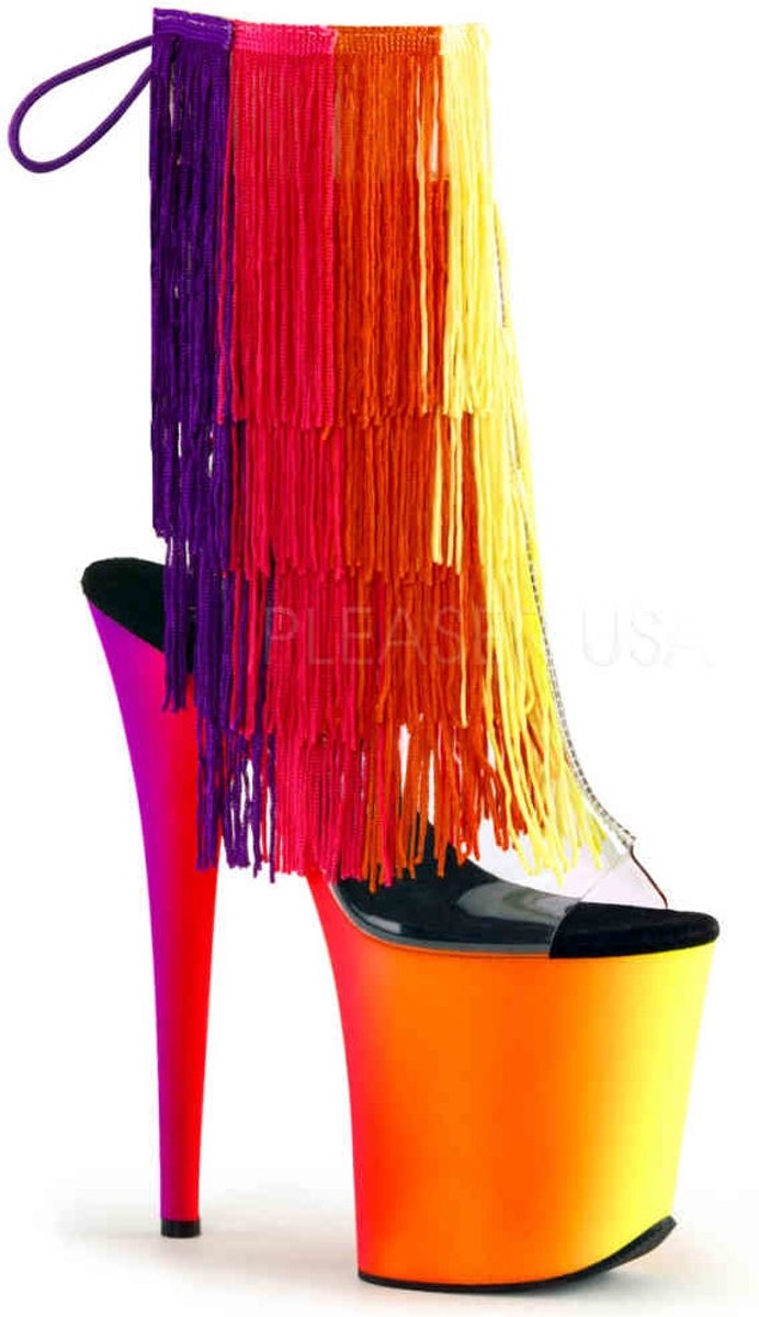 Pleaser Enkellaars -37 Shoes- RAINBOW-1017TF-8 Multicolours