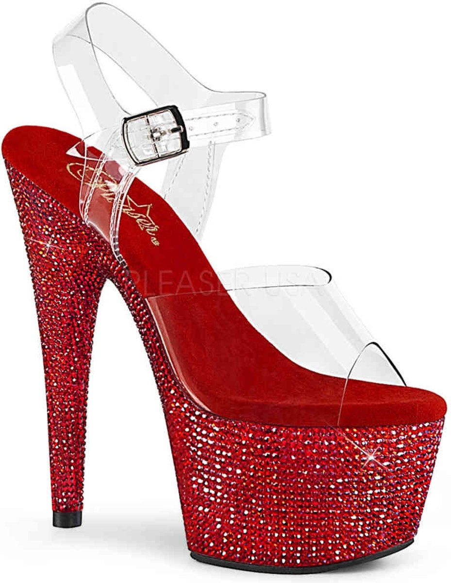 Pleaser Hoge hakken -37 Shoes- BEJEWELED-708DM Rood/Rood