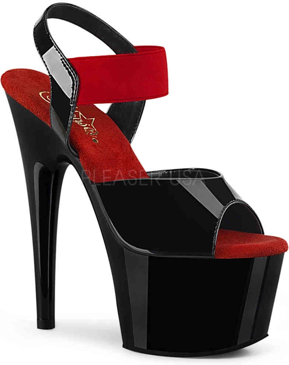 Pleaser Hoge hakken -38 Shoes- ADORE-714 Zwart/Rood