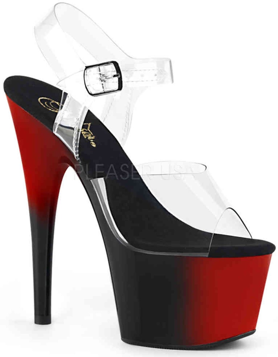 Pleaser Sandaal met enkelband -35 Shoes- ADORE-708BR Wit/Rood