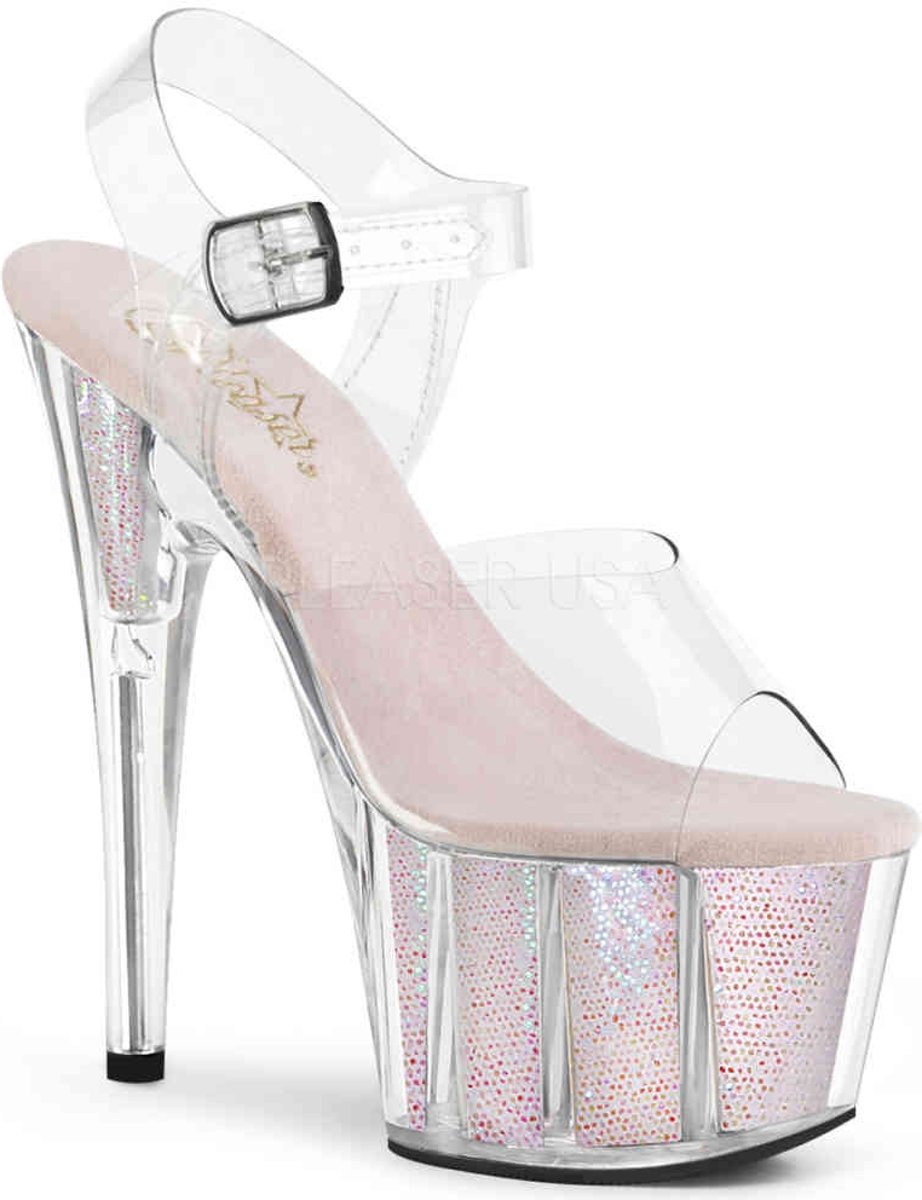 Pleaser Sandaal met enkelband -35 Shoes- ADORE-708G Wit