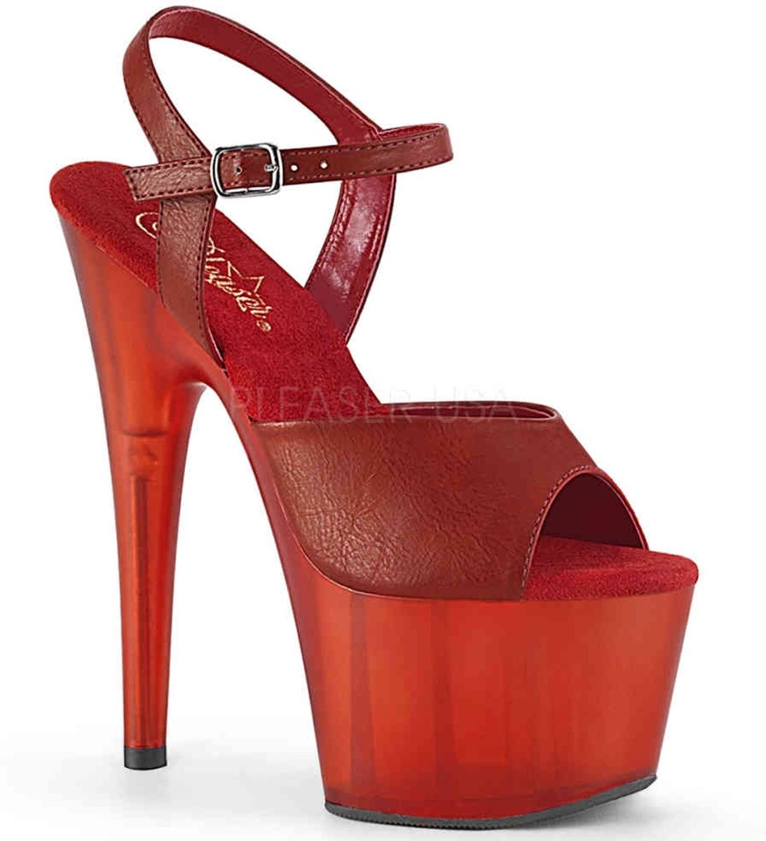 Pleaser Sandaal met enkelband -35 Shoes- ADORE-709T Rood