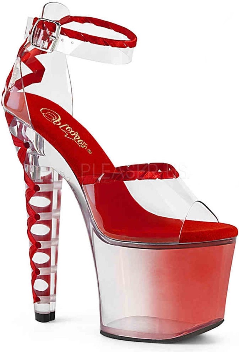 Pleaser Sandaal met enkelband -35 Shoes- LOVESICK-712T Wit/Rood