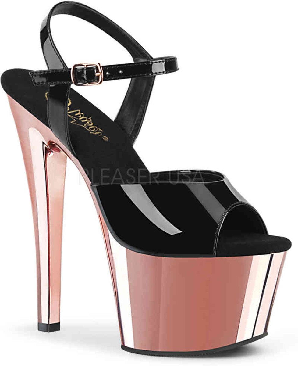 Pleaser Sandaal met enkelband -35 Shoes- SKY-309 Zwart/Roze