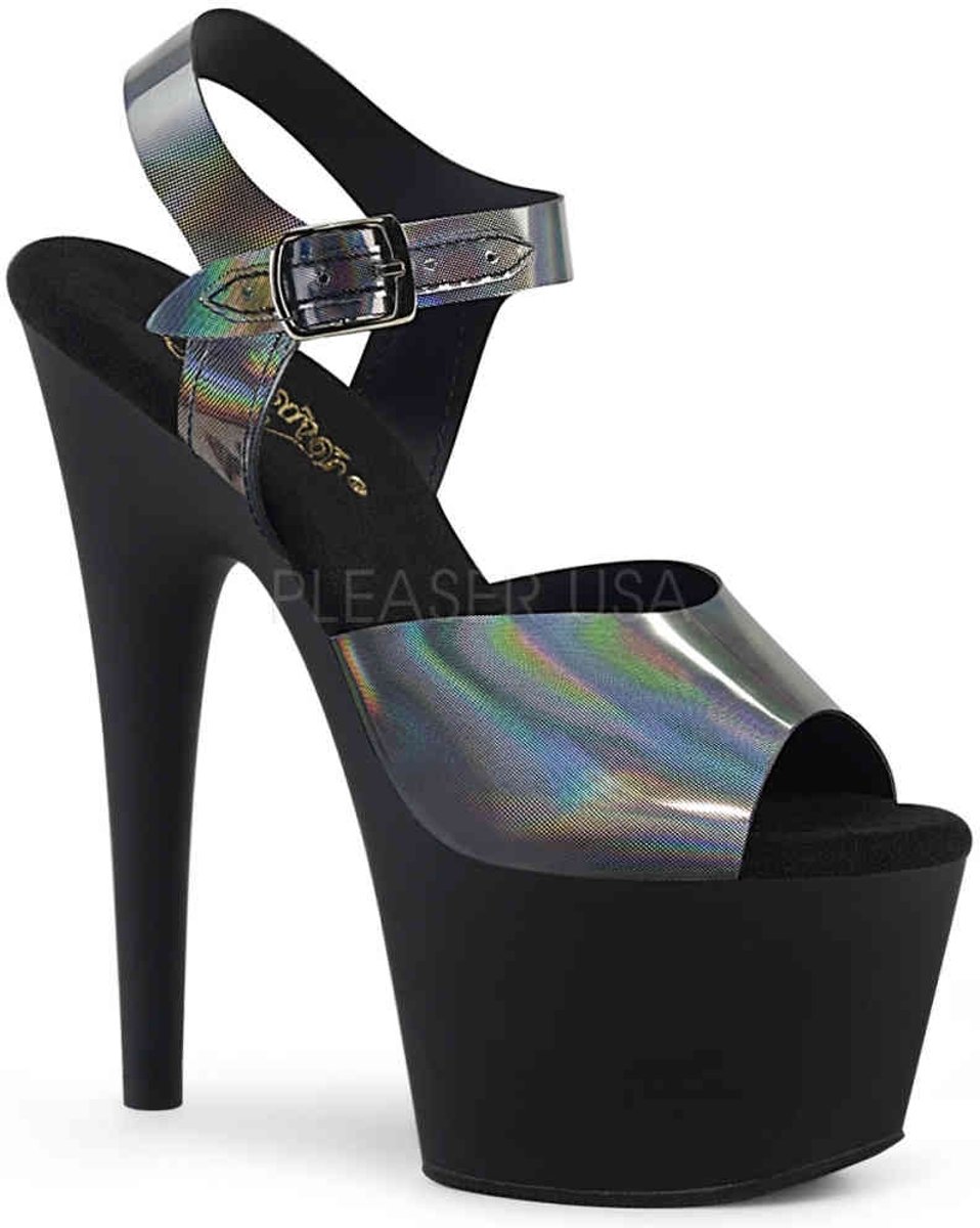 Pleaser Sandaal met enkelband -36 Shoes- ADORE-708N-DT Zwart