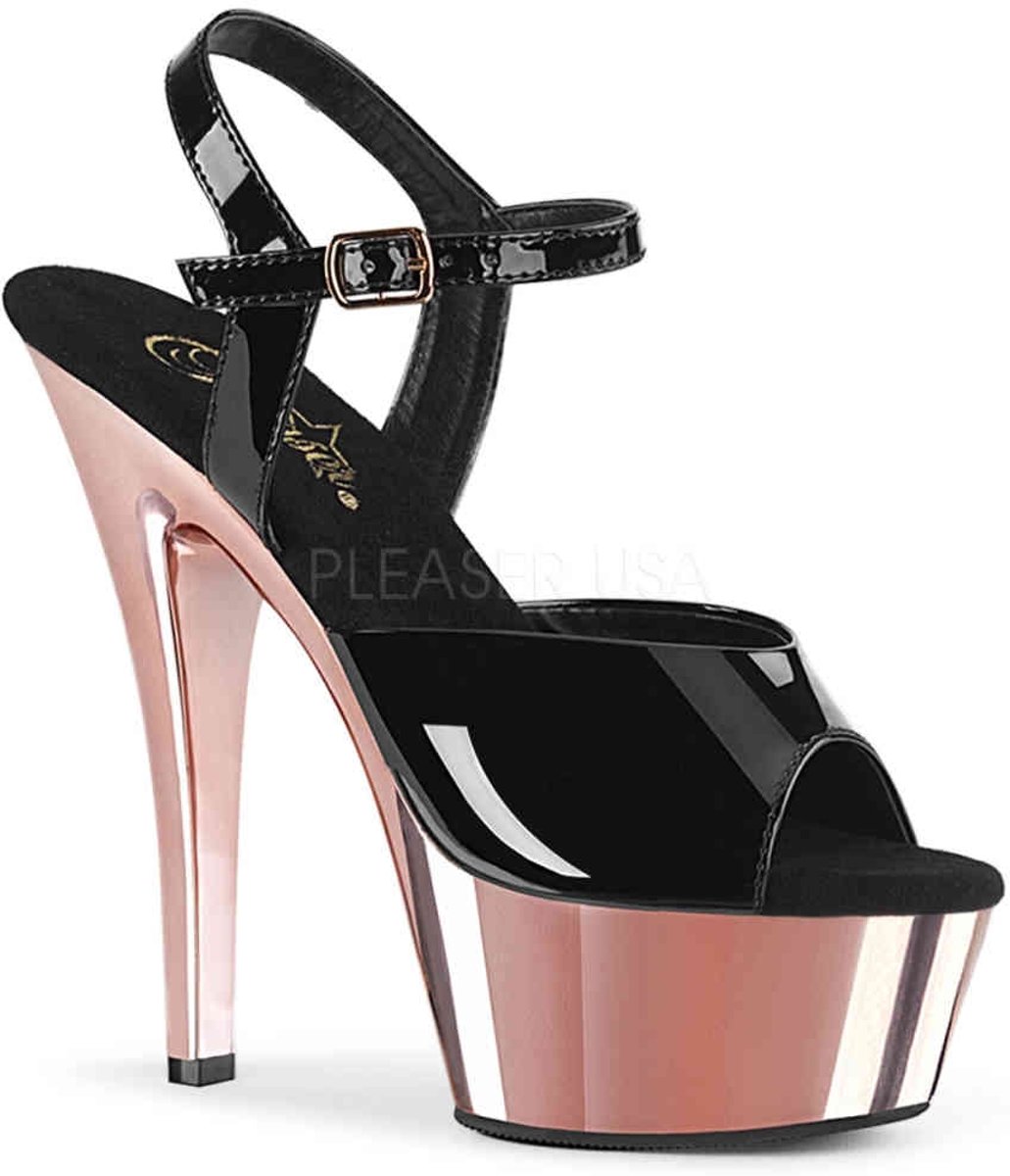 Pleaser Sandaal met enkelband -36 Shoes- KISS-209 Zwart/Roze