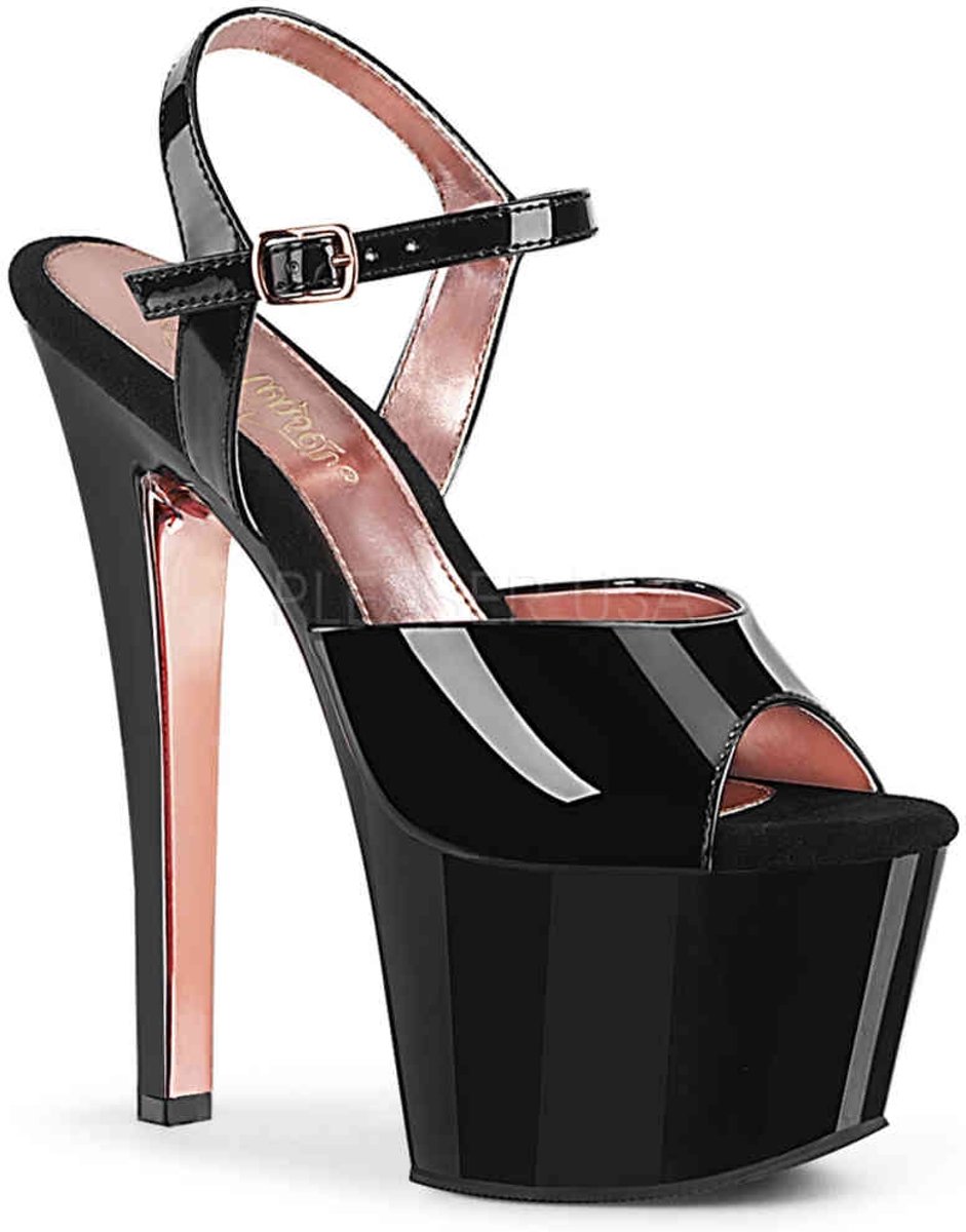 Pleaser Sandaal met enkelband -36 Shoes- SKY-309TT Zwart/Roze