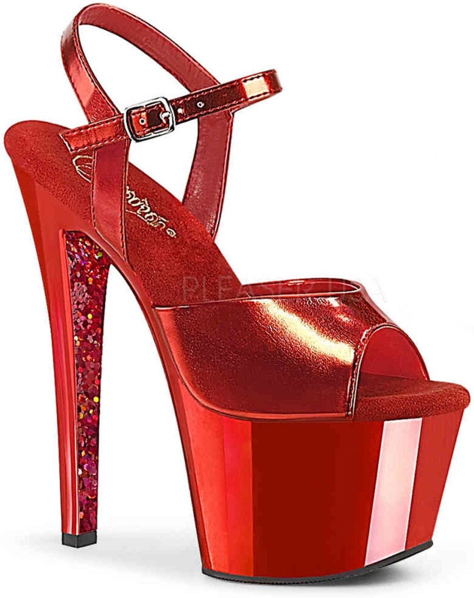 Pleaser Sandaal met enkelband -36 Shoes- SKY-309TTG Rood