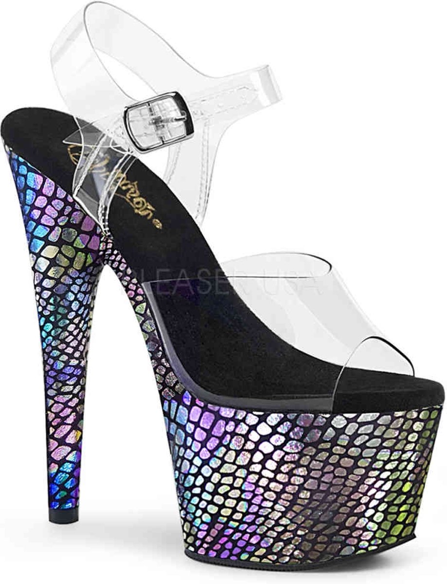 Pleaser Sandaal met enkelband -37 Shoes- ADORE-708SP Wit/Paars