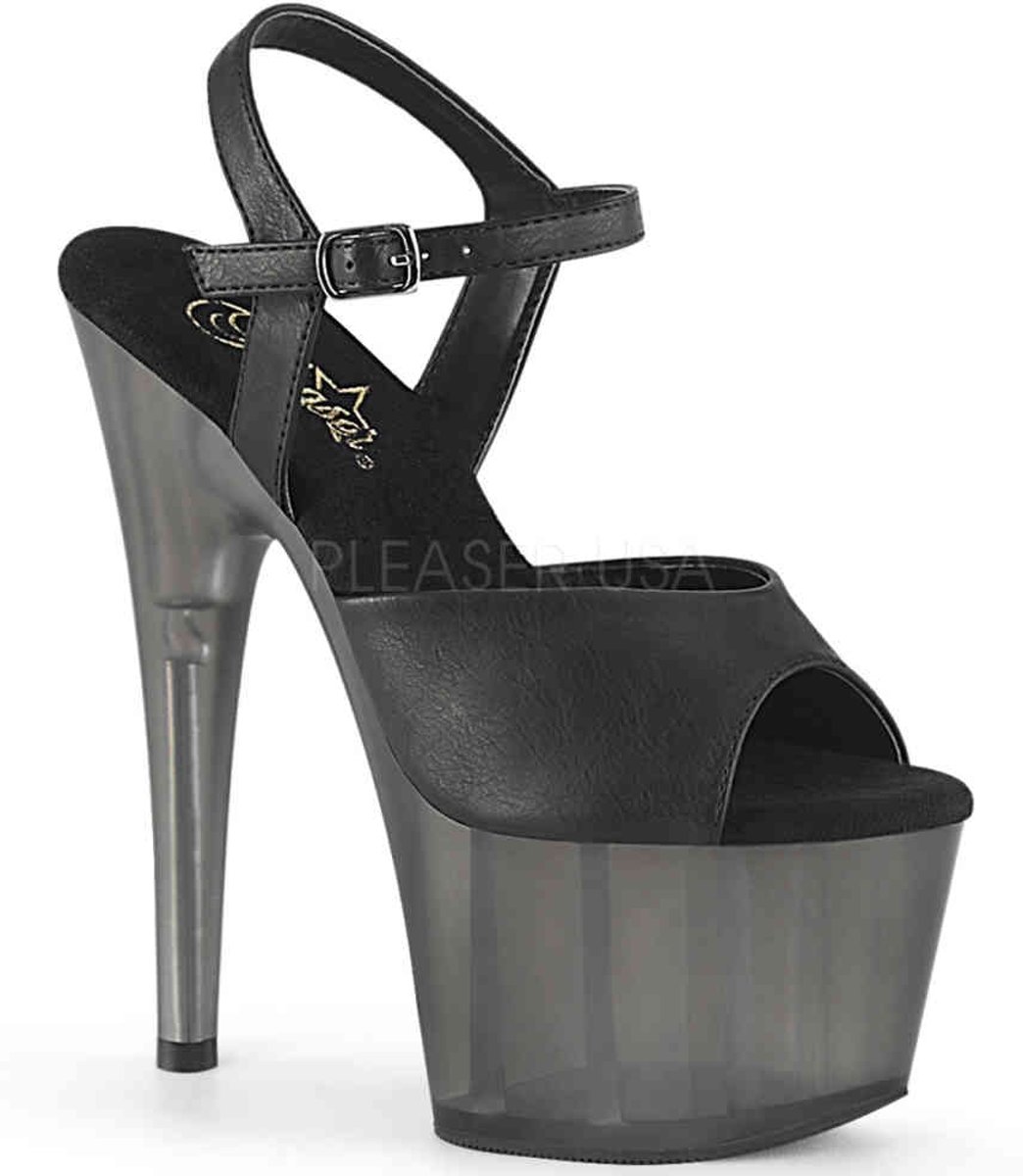 Pleaser Sandaal met enkelband -37 Shoes- ADORE-709T Zwart