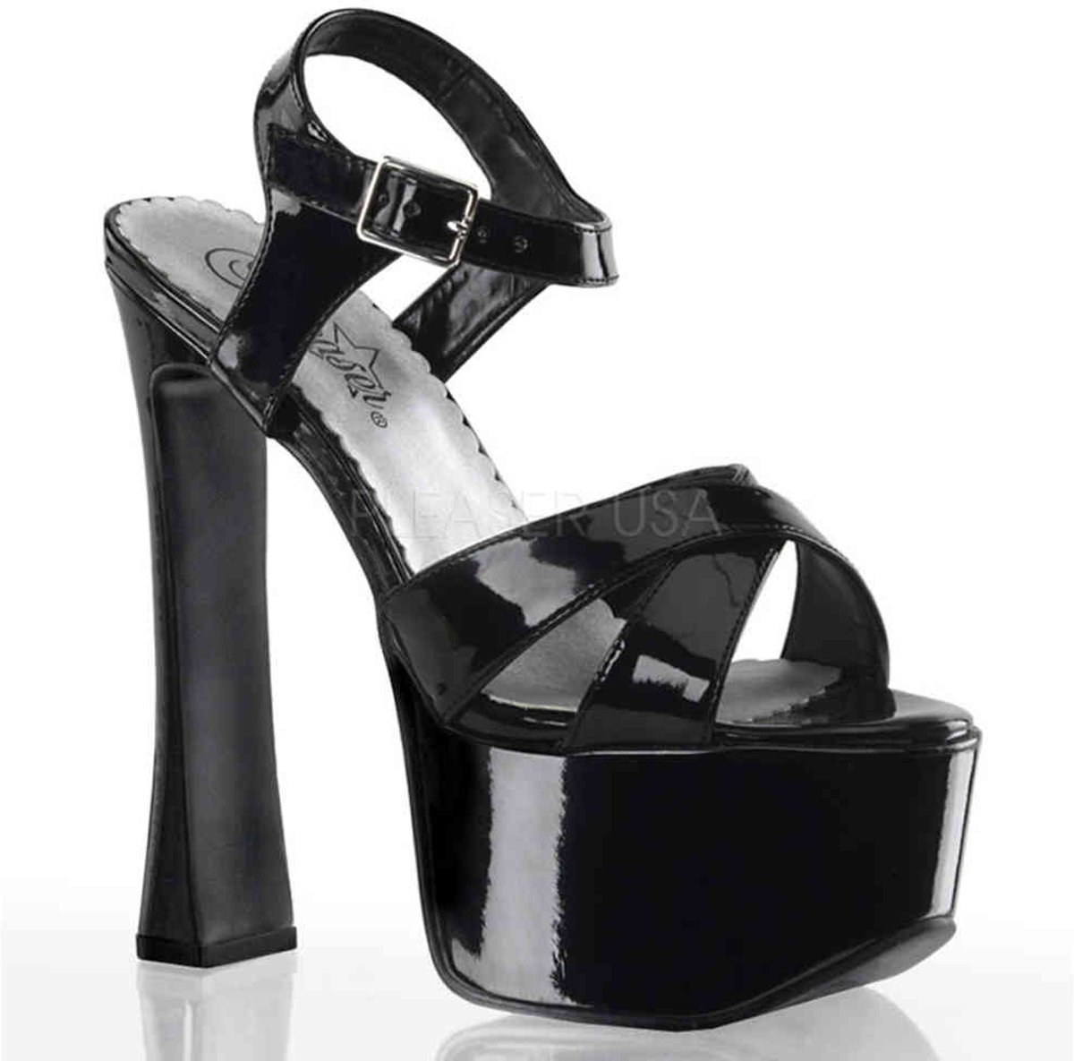 Pleaser Sandaal met enkelband -38 Shoes- CANDY-40 Zwart