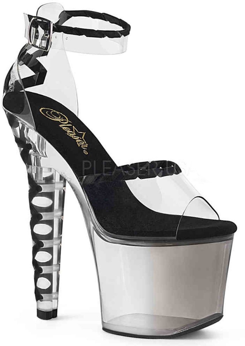 Pleaser Sandaal met enkelband -38 Shoes- LOVESICK-712T Wit/Zwart