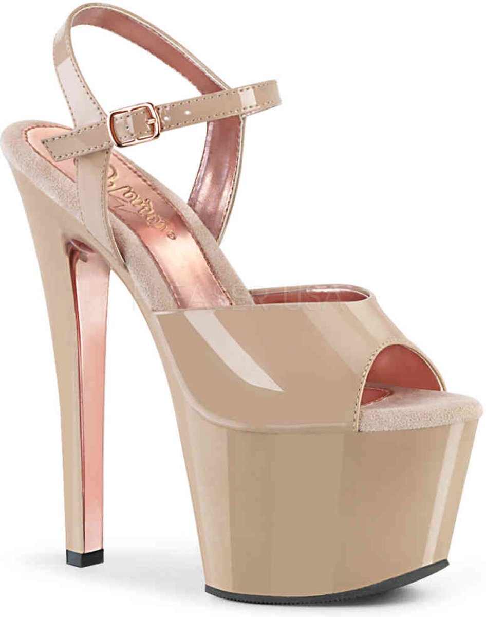 Pleaser Sandaal met enkelband -38 Shoes- SKY-309TT Creme/Roze