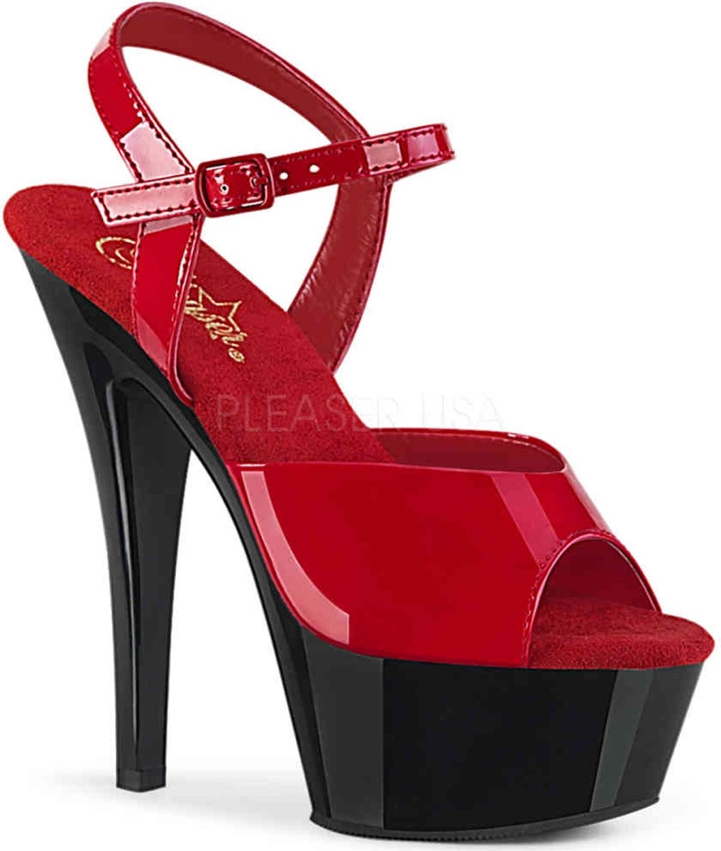 Pleaser Sandaal met enkelband -39 Shoes- KISS-209 Rood/Zwart