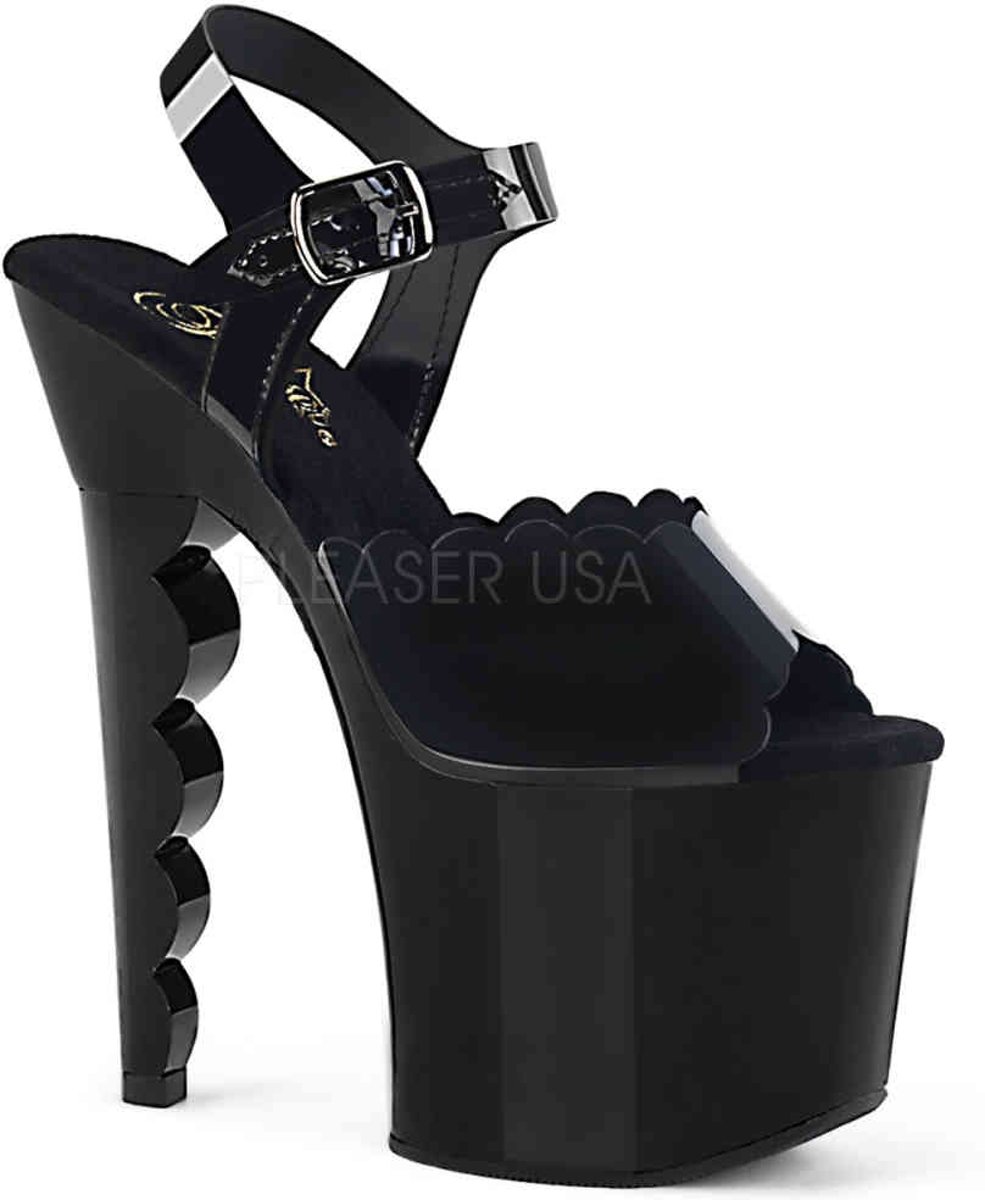 REVOLVER-708 (EU 36 = US 6) 7 RS Embellished Gun Heel, 3 1/4 PF Ankle Strap Sandal