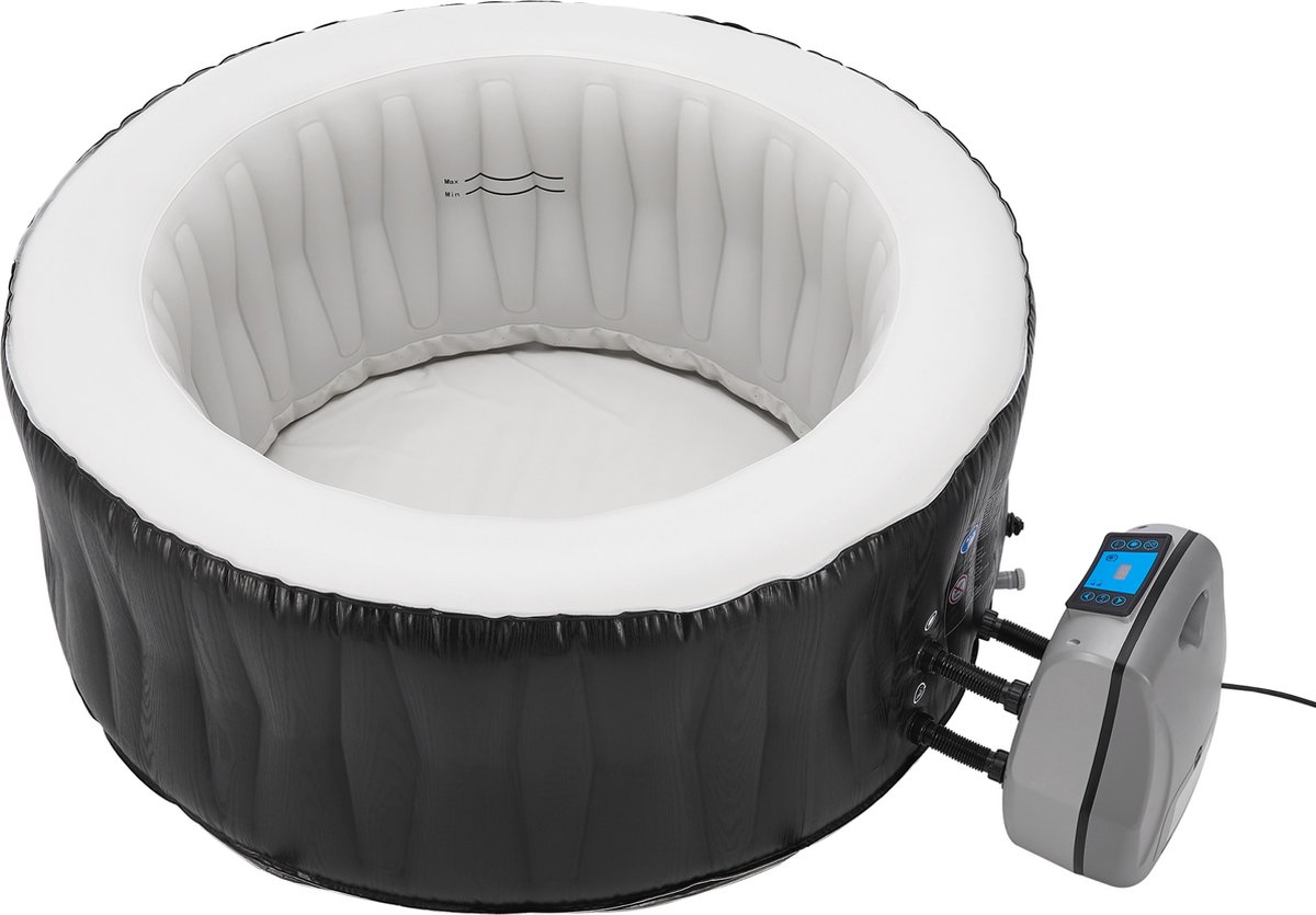 Opblaasbaar bubbelbad Carbone voor 3 personen Ø165x70 cm zwart en wit  
