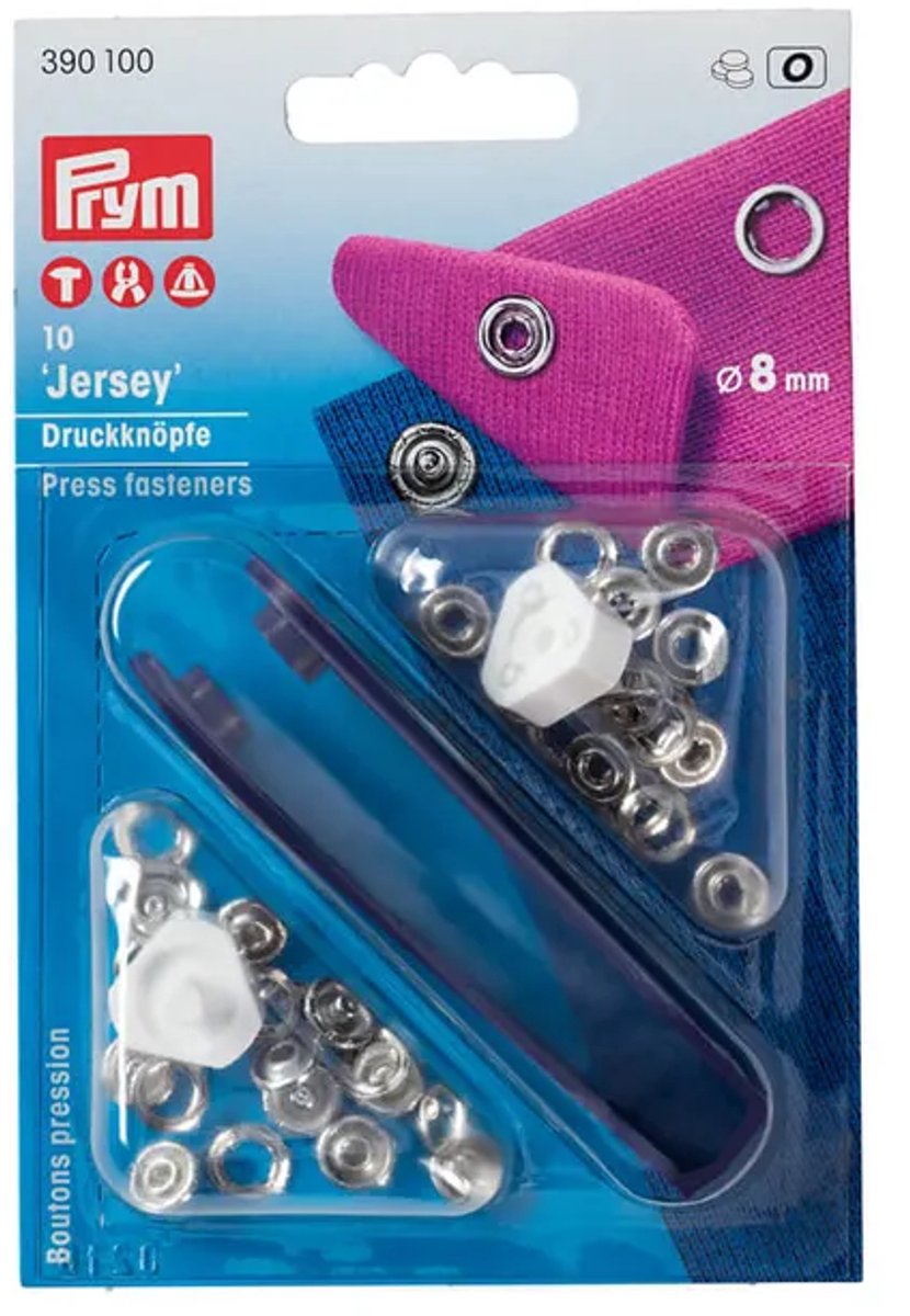 Prym Naaivrijdrukknoop jersey 8mm zilver - 10st