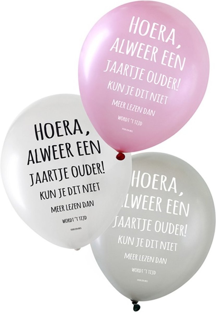 Ballonnen Hoera, alweer een jaartje ouder! 36 cm 6 stuks