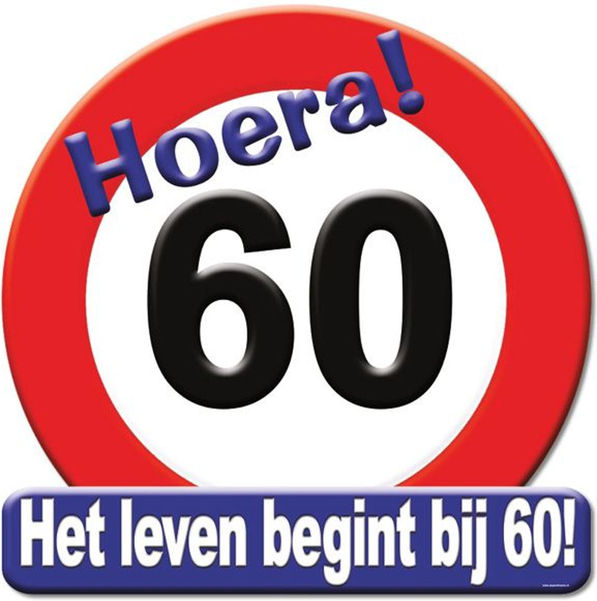 Huldeschild hoera 60 jaar 50x50cm