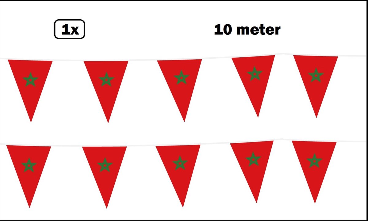 Vlaggenlijn Marokko 10 meter - Landen EK WK festival thema feest fun