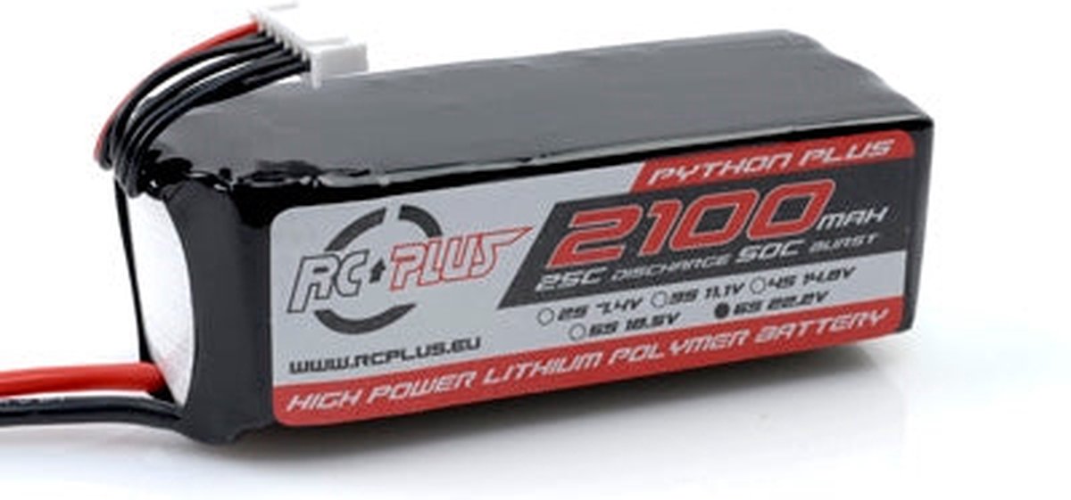 RC Plus - Li-Po Batterijpack - Python Plus 25-30C - 2100 mAh - 6S1P - 22,2V - Deans Stekker