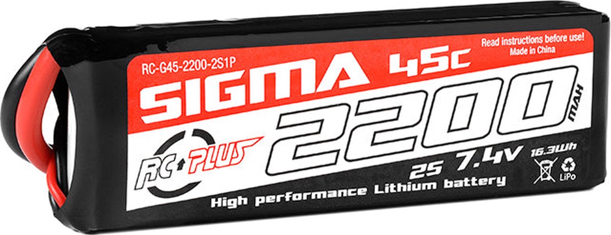 RC Plus - Li-Po Batterypack - Sigma 45C - 2200 mAh - 2S1P - 7.4V - XT-60