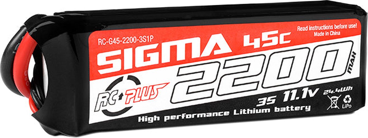 RC Plus - Li-Po Batterypack - Sigma 45C - 2200 mAh - 3S1P - 11.1V - XT-60