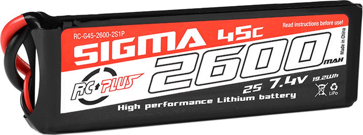 RC Plus - Li-Po Batterypack - Sigma 45C - 2600 mAh - 2S1P - 7.4V - XT-60