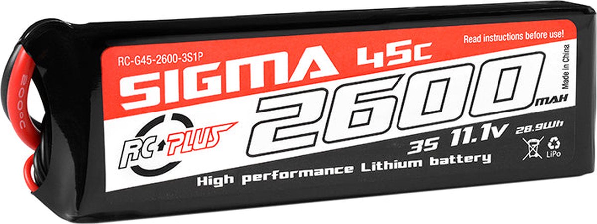 RC Plus - Li-Po Batterypack - Sigma 45C - 2600 mAh - 3S1P - 11.1V - XT-60