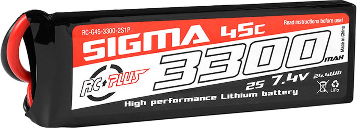 RC Plus - Li-Po Batterypack - Sigma 45C - 3300 mAh - 2S1P - 7.4V - XT-60