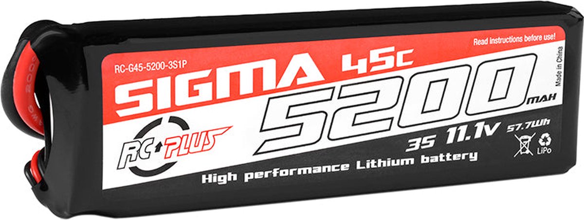 RC Plus - Li-Po Batterypack - Sigma 45C - 5200 mAh - 3S1P - 11.1V - XT-60